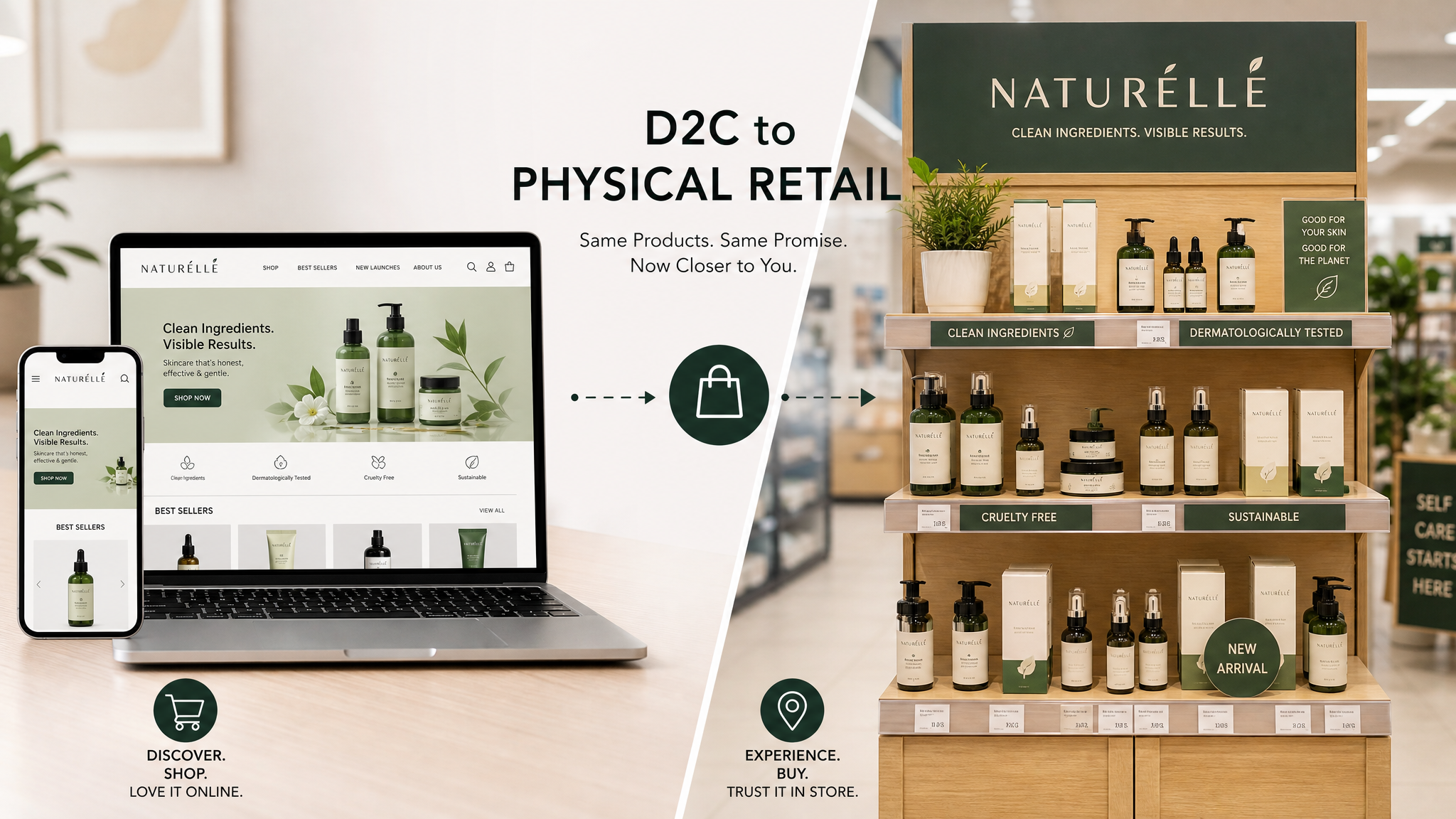 Transition from online D2C ecommerce to physical retail store shelves